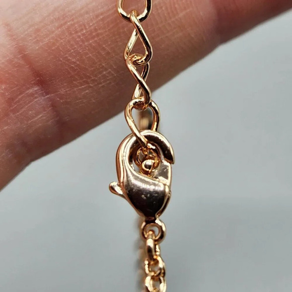 Rose Gold Tone Evil Eye  Faux Diamond Link Bracelet - Picture 6 of 8